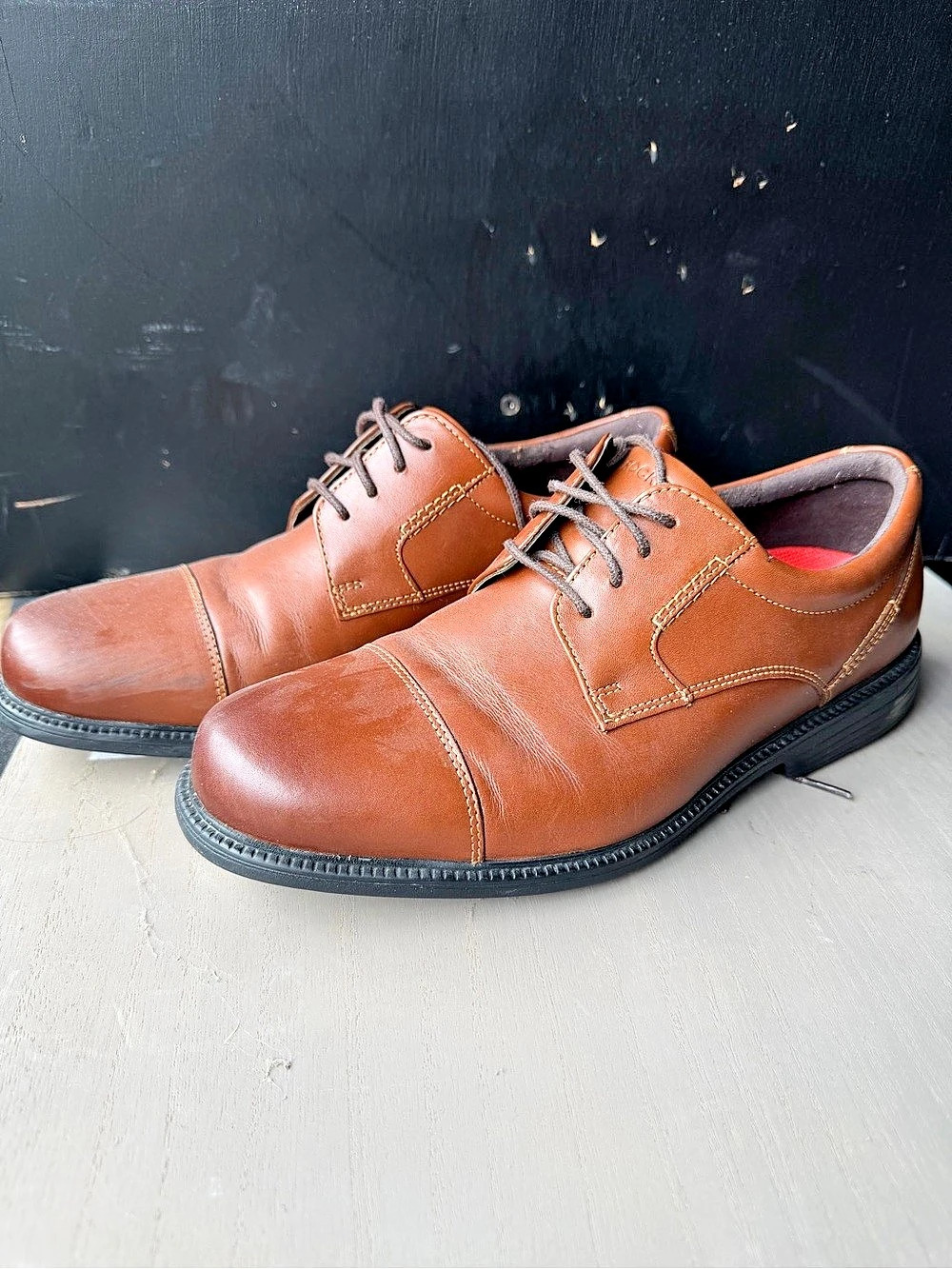 Rockport truTECH Brown Leather Cap Toe Oxford Shoes Leather Oxfords in Brown